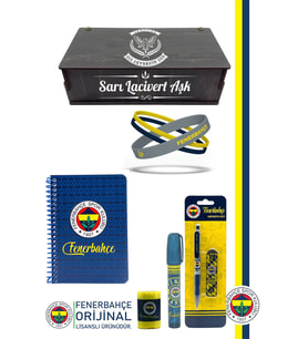 Fenerbahçe Orijinal Lisanslı Kalem Bileklik Bloknot Hediyelik Set (Sarı-Lacivert)