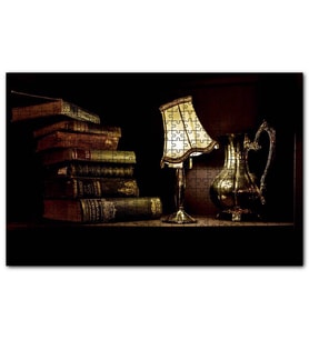 Cakapuzzle Masa Abajur Kitaplar Antika Metal Surahi Görseli  Puzzle Yapboz MDF (Ahşap) (1000 Parça)