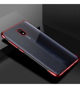 Xiaomi Redmi 8A Kılıf Zore Dört Köşeli Lazer Silikon Kılıf (Kırmızı)