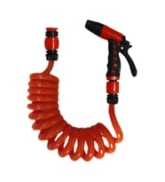 Plasyay Spiral Veranda Araç Yıkama Bahçe Sulama 2 Fonksiyonlu Bay-Tec Başlıklı Set 5 Metre (Turuncu)