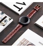 vagave Samsung Galaxy Watch 4 Watch 5 Active Uyumlu Hakiki Deri Kordon 20mm (Taba)
