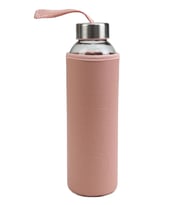 500 ml Deri Kılıflı Cam Matara (Pembe)