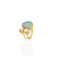 Kadir Jewellery 22 Ayar Altın Kaplama Kadın Zirkon Taşlı Yüzük-El İşçiliği Ve Özel Tasarım (Açık Mavi)