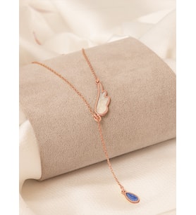 MİNELİ KANAT DAMLA KOLYE (Rose)