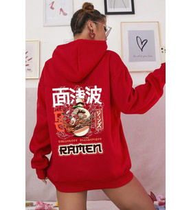 Unisex Ramen Baskılı Sweatshirt (A.Kırmızı)