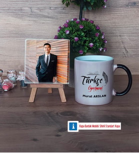 Türkçe Öğretmeni Fotoğraflı Dekoratif Taş, Kupa Bardak Beyaz Hediye Öğretmenler Günü Hediyesi (Model 9)