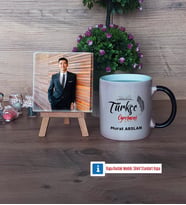 Türkçe Öğretmeni Fotoğraflı Dekoratif Taş, Kupa Bardak Beyaz Hediye Öğretmenler Günü Hediyesi (Model 9)