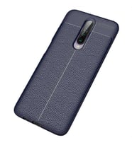 Xiaomi Poco X2 Kılıf Deri Görünümlü Slim Silikon (Lacivert)