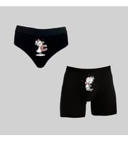 Kutulu Sevgili Mıknatıs Tasarımlı Kadın Külot ve Erkek Boxer İkili Set (Siyah)