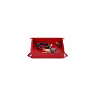 Masaüstü Organizer Düzenleyici Deri Dekoratif Sepet Kare Desktop Organizer Rainbow Vegan 16,5x16,5 cm (Kırmızı)