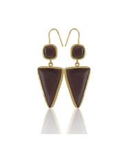 Kadir Jewellery 22 Ayar Altın Kaplama Kadın Sallantılı Küpe -El İşçiliği Ve Hipoalerjenik Küpe (Bordo)