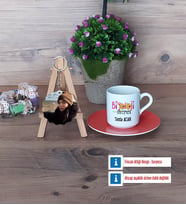 Biyoloji Öğretmeni Türk Kahvesi Fincanı Ahşap Altlıklı ve Fotoğraflı Ahşap Anahtarlık Hediye (Model 8)
