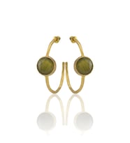Kadir Jewellery 22 Ayar Altın Kaplama Kadın Taşlı Küpe -El İşçiliği Ve Hipoalerjenik Küpe (Zeytin Yeşili)