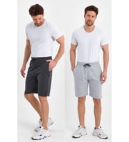 Regular Fit Yanları Cepli Rahat Kesim 2'Li Erkek Şort (Antrasit)