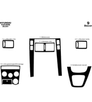Meriç® Hyundai Tucson Ön Torpido Kaplama Maun 9 Parça 2004-2010 (Piano Black)