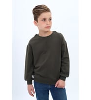 Toontoy Erkek Çocuk Baskılı Sweatshirt (Haki)