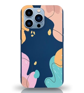 PrintiFy Apple iPhone 13 Pro Uyumlu Lansman Kılıf Karışık Renkler Tasarımlı İçi Kadife Kapak (Lacivert)