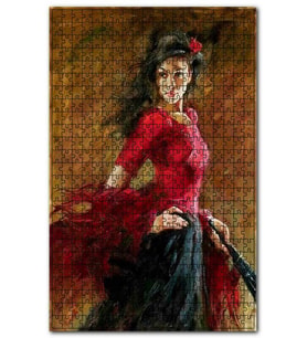 Cakapuzzle Kırmızı Siyah Elbiseli Çingene Kızı Puzzle Yapboz MDF (Ahşap) (500 Parça)