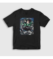 Presmono Unisex Çocuk Beyaz Sword Tanjiro Kamado Anime Demon Slayer Kimetsu No Yaiba T-Shirt 307761tt (Siyah)