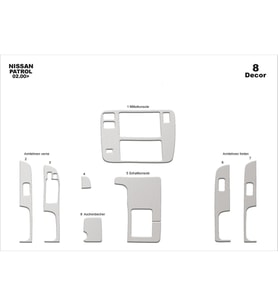 Meriç® Nissan Patrol Ön Torpido Kaplama Maun 8 Parça 2000-2004 (Alüminyum)