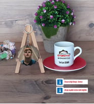 Otomotiv Mühendisi Türk Kahvesi Fincanı Ahşap Altlıklı ve Fotoğraflı Ahşap Anahtarlık Hediye (Model 3)