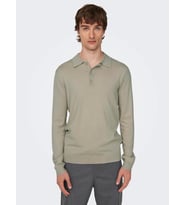 Only & Sons Erkek Polo Yaka Uzun Kollu Triko T-shirt - 22021184 (Bej)