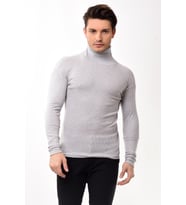 Erkek Balıkçı Yaka Boğazlı Slim Fit Kazak (Gri)
