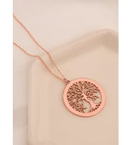 925 AYAR GERÇEK GÜMÜŞ HAYAT AĞACI GÜMÜŞ KOLYE (Rose)