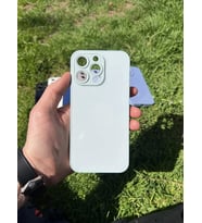 İphone 15 Pro Max Uyumlu Parlak Premium Renkli Cam Telefon Kılıfı (Açık Mavi)