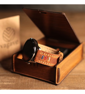 vagave Huawei Watch Crazy Deri Kordon Gt/gt2/gt3 46 mm - 22 mm Üç Ipli İsme Özel (Hardal)