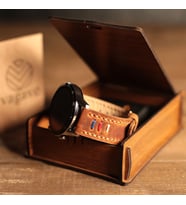 vagave Huawei Watch Crazy Deri Kordon Gt/gt2/gt3 46 mm - 22 mm Üç Ipli İsme Özel (Hardal)