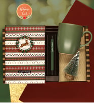 Kişiye Özel Desenli Defter & Kişiye Özel Tükenmez Kalem & Kupa Bardak Hediye Seti (Yeşil)