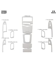 Meriç® Honda Accord Ön Torpido Kaplama Maun 13 Parça 2003-2009 (Alüminyum)