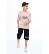 Erkek Çocuk Kaprili Alt-Üst Takım Lx7111 ANGELOS GIRLS (Krem)