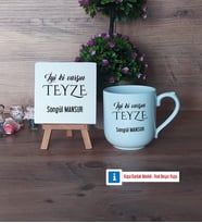 Teyzeye Doğum Günü Hediyesi Dekoratif Taş, Kupa Bardak Kırmızı Hediye (Model 4)