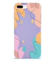 PrintiFy Apple iPhone 8 Plus Uyumlu Lansman Kılıf Karışık Renkler Tasarımlı İçi Kadife Kapak (Lila)
