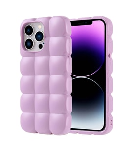 iPhone 14 Pro Max Kılıf Parlak Esnek Silikon Dom Dom Kılıf (Lila)