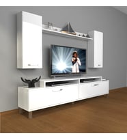 Decoraktiv Ekoflex 7 Slm Krom Ayaklı Tv Ünitesi Tv Sehpası (Beyaz)