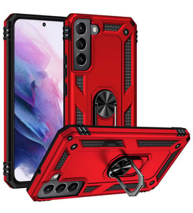 Samsung Galaxy S22 Plus Kılıf Yüzüklü Zırh Tank Vega (Kırmızı)