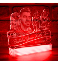 Kişiye Özel Babaya Hediye, Resimli Led Lamba (Kırmızı)
