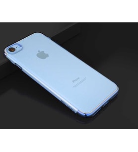 Apple iPhone SE 2022 Kılıf İnce Köşeleri Renkli Şeffaf Silikon (Mavi)
