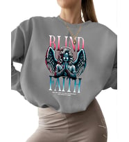 3 iplik şardonlu Bej Kör i·nanç Baskılı bisiklet yaka kalın kadın unisex erkek Sweatshirt Sweatshirt (Gri)