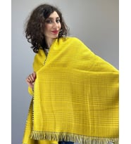 EKOSE PÜSKÜLLÜ ÇİFT TARAFLI KADIN ŞAL TV BAHTANİYESİ 180X75 CM (Sarı)