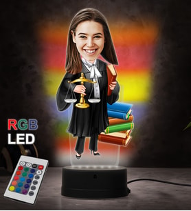 Doğum Günü Hediyesi,Sevgiliye Hediye, Kişiye Özel Fotoğraflı Kadın Avukat Karikatür 3D Led Lamba (RGB)