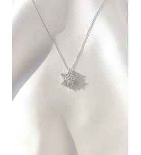 925 Ayar Gümüş Lotus Çiçeği Kolye (Beyaz)