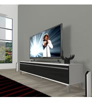 Decoraktiv Eko 140T Mdf Krom Ayaklı Tv Ünitesi Tv Sehpası (Siyah - Beyaz)