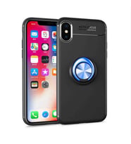 Uyumlu Model Apple iPhone XS Max 6.5 Kılıf Yüzüklü Magnetli Ravel Case (Siyah-Mavi)