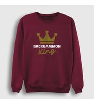 Presmono Unisex Beyaz Backgammon King Tavla Kralı Oyun Sweatshirt 416371tt (Bordo)
