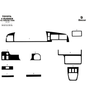 Meriç® Toyota 4 Runner Ön Torpido Kaplama Maun 9 Parça 1989-1996 (Piano Black)