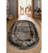Dijital Baskılı Kaymaz Taban Yıkanabilir Oval Salon Halısı Mutfak Halısı Yolluk NDO-SD-278 (Kahverengi)